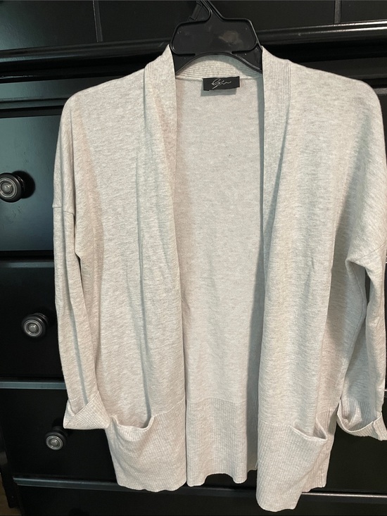Sweaters - Open-Front Women’s Cardigan Sweater in Light Gray